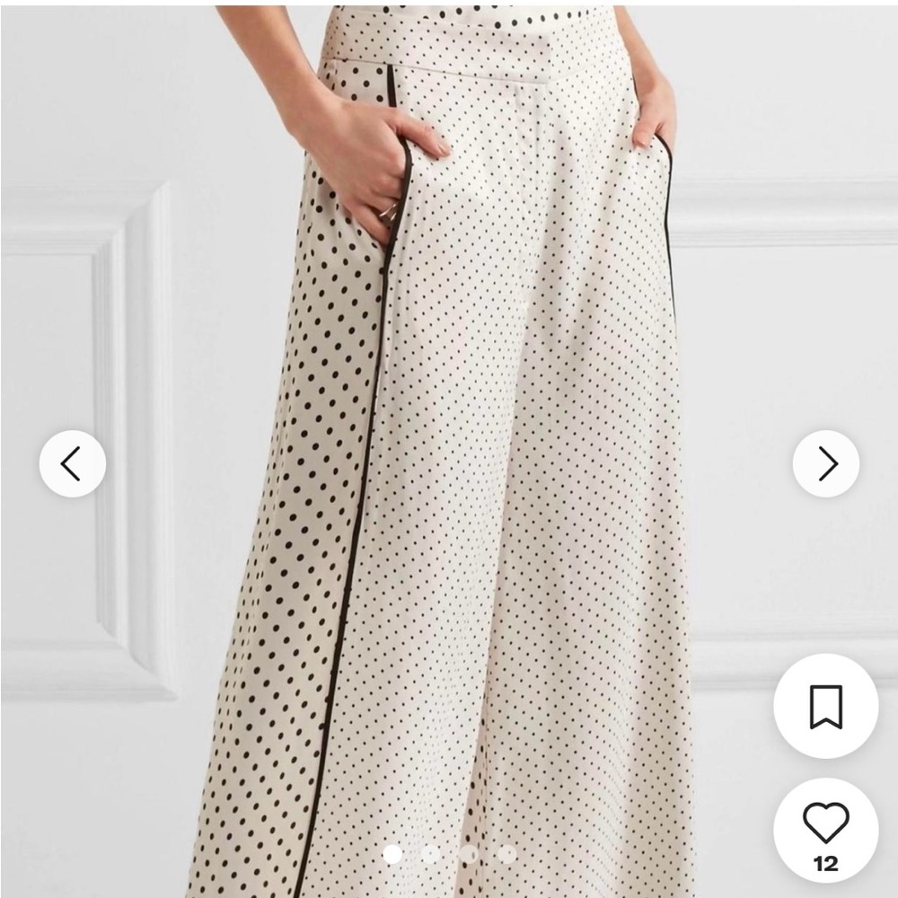 Zimmermann Polka-dot Satin Wide-leg Pants Sz 0